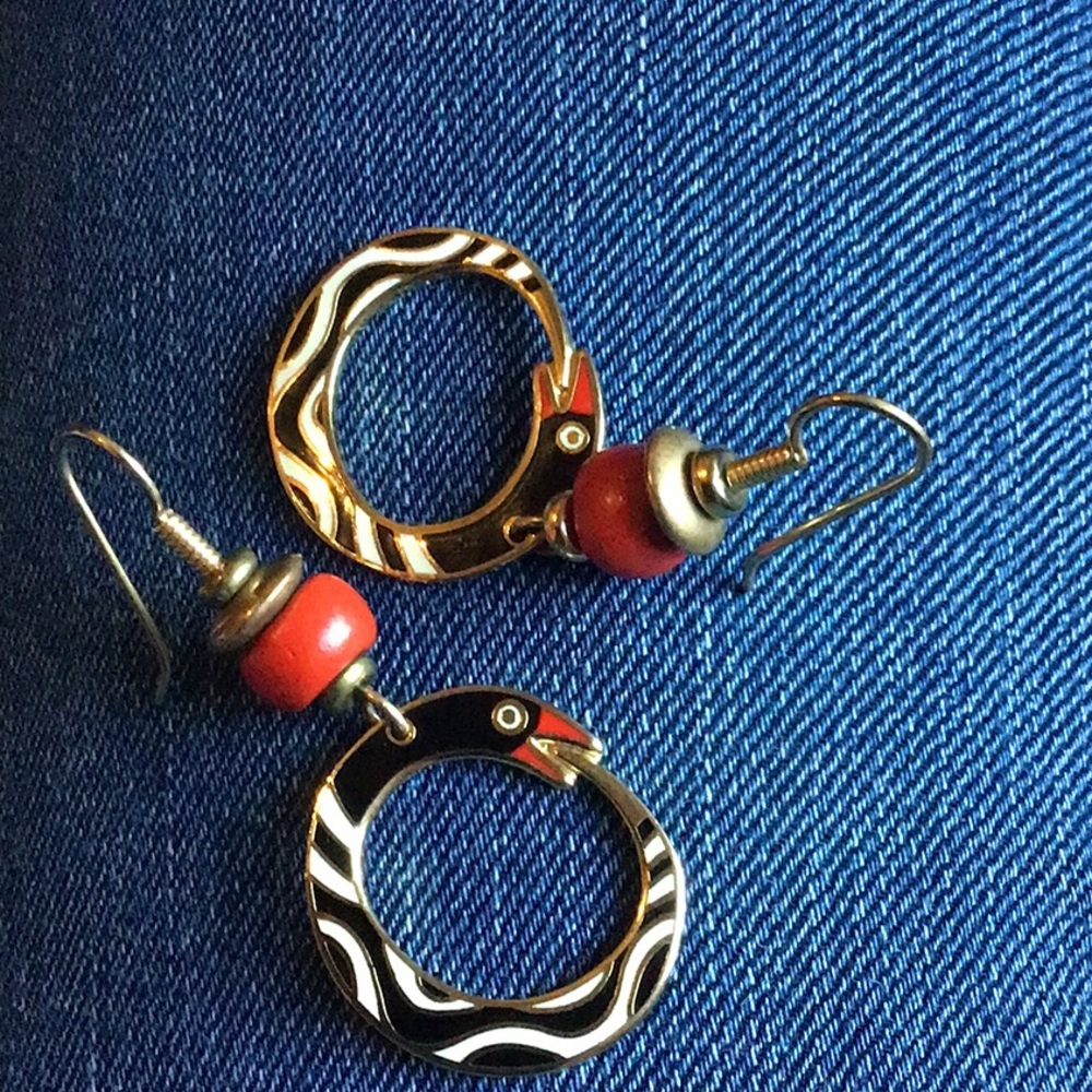 Elegant Red and Gold Hoop Earrings